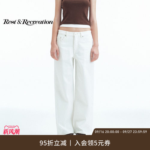 RR2026新款毛边刺绣直筒牛仔裤