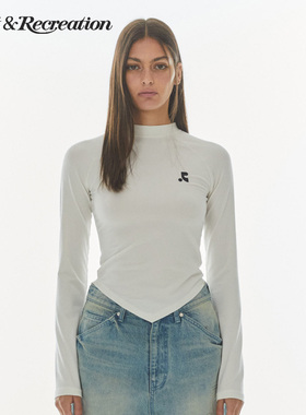 【明星同款】RestandRecreation2025秋冬新款RRlogo尖角长袖T恤女