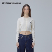 logo刺绣针织开衫 RestandRecreation官方2025秋冬新款 RR辣妹短款