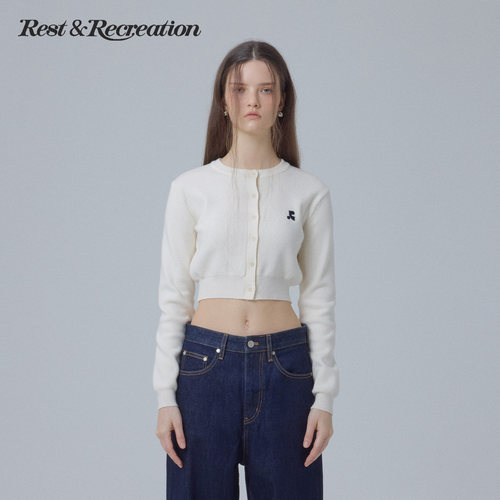 RR辣妹短款logo刺绣针织开衫