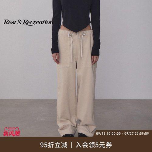 RR纯棉工装字母宽松休闲长裤