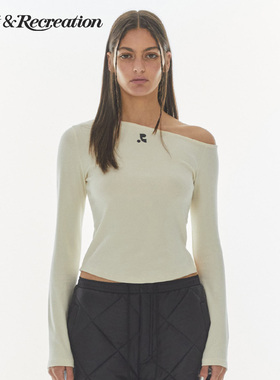 【明星同款】RestandRecreation2025新款RR一字领上衣斜肩长袖T恤