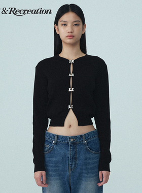 RestandRecreation官方RR银标logo短款镂空针织开衫2025新款外套