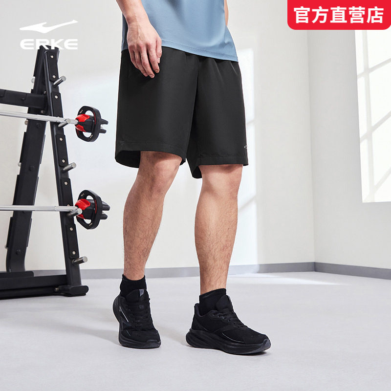 鸿星尔克短裤2026夏季新款轻薄男士速干黑色跑步训练运动五分裤子