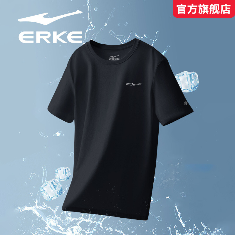 鸿星尔克短袖男2025新款薄款户外跑步健身运动短T吸汗透气速干t恤