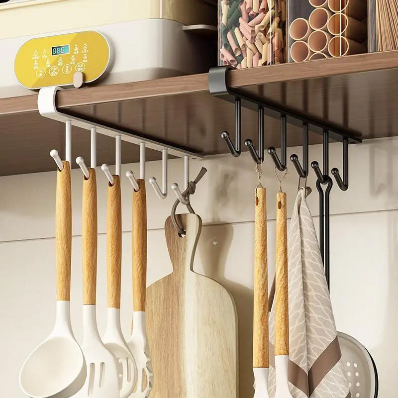 厨房置物架挂钩架免打孔抹布架锅铲勺子挂架杯子橱柜下挂钩悬挂式