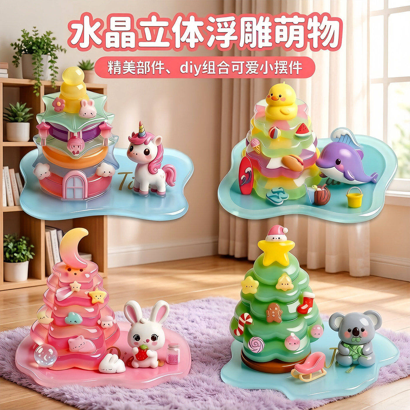 儿童3D立体水晶浮雕DIY贴纸
