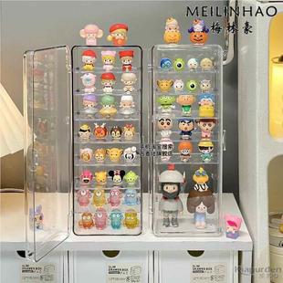 透明萌粒收纳盒桌面多层防尘手办盲盒展示架可爱模型小摆件整理盒