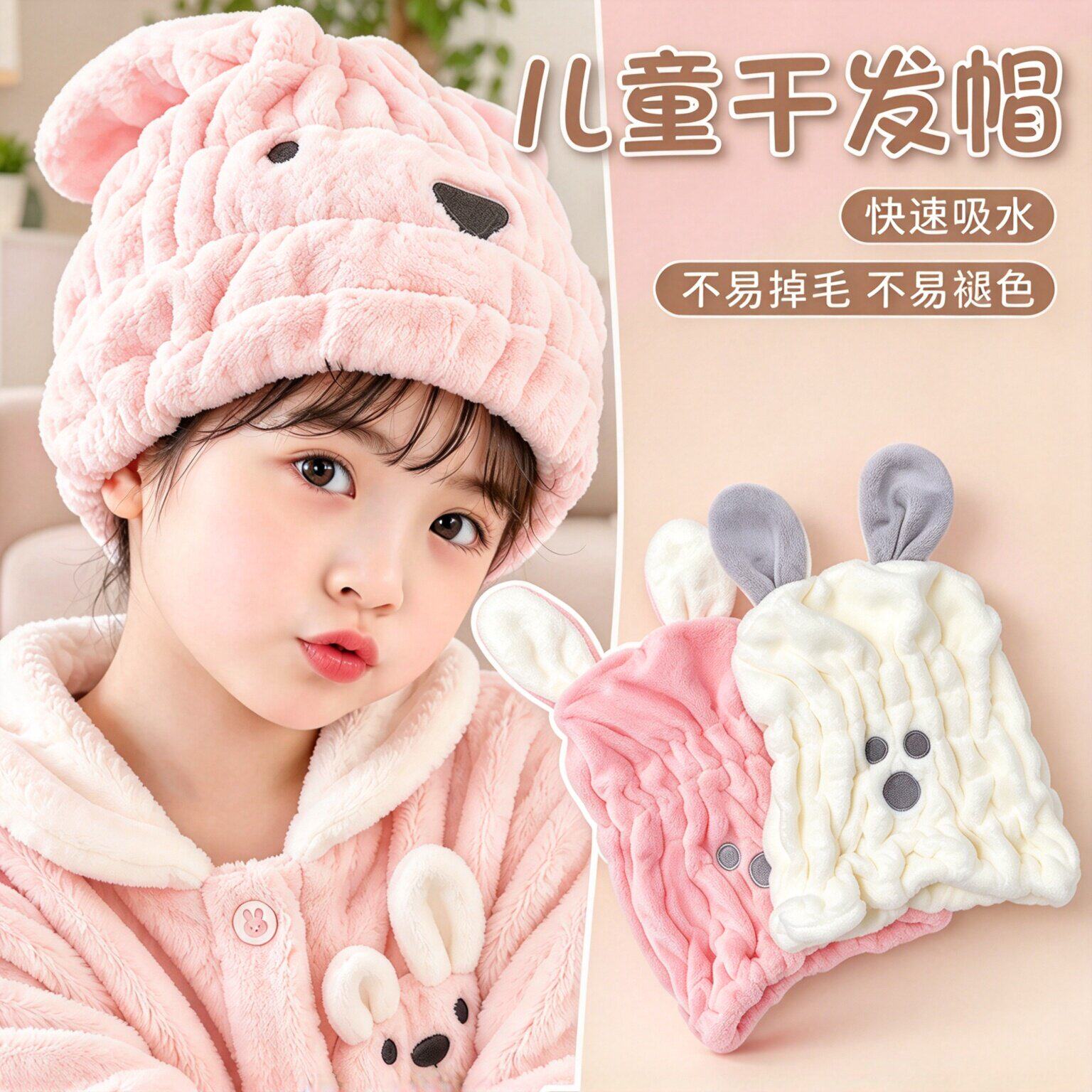 儿童干发帽女童超强吸水速