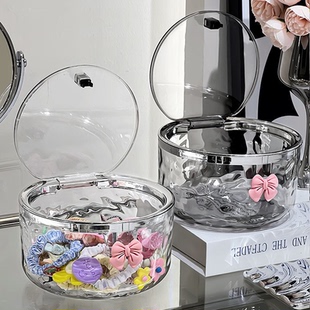 儿童发饰收纳盒桌面女孩发夹发圈发卡首饰透明亚克力带盖整理盒