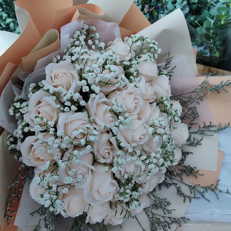 满天星混搭干花束永生花皂花玫瑰送女朋友生日礼物毕业520花束