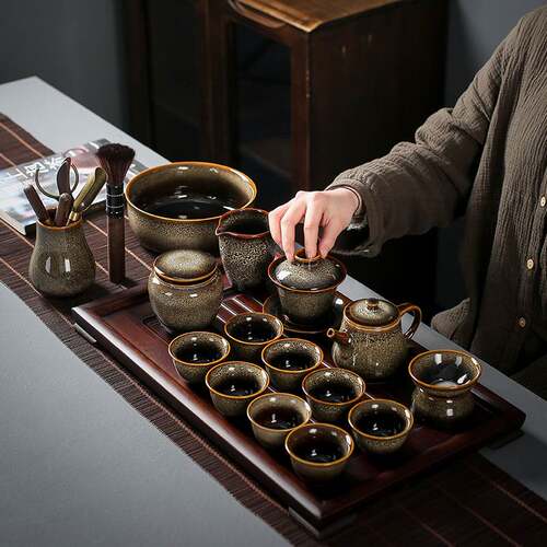 陶瓷茶具套装窑变金土毫陶瓷茶具茶盏功夫茶具茶碗冲茶沏茶器