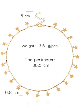 源头 饰品欧美流行时光泽五角星亮片女士项链