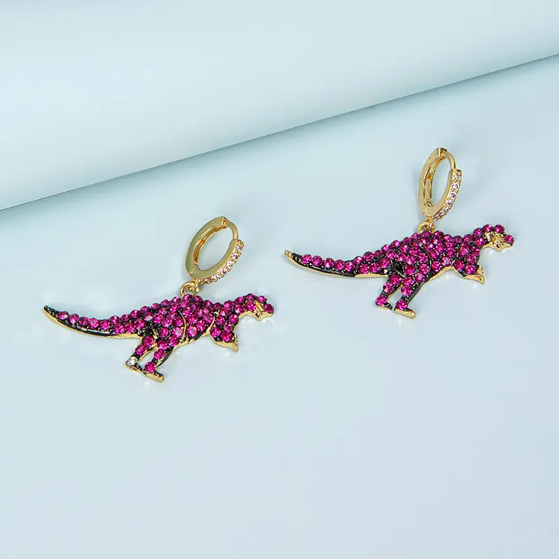 欧美风夸张时尚潮流耳扣创意新款合金镶钻恐龙耳环耳饰