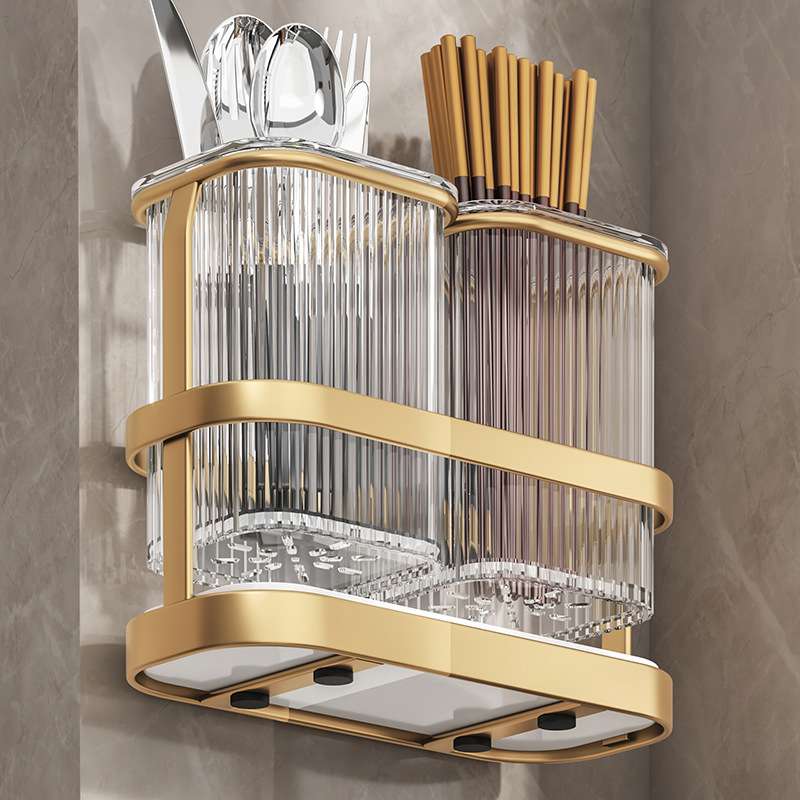 家用筷子筒置物架壁挂勺子沥水收纳盒笼网红悬挂多功能台面免打孔