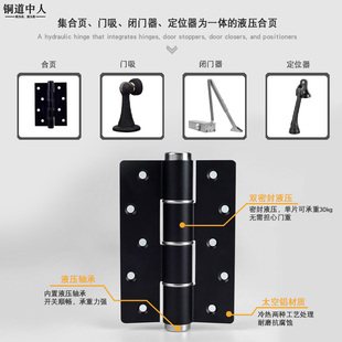铜道中人隐形门铰链通用静音闭门器静音自动关门定位液压弹簧铰链