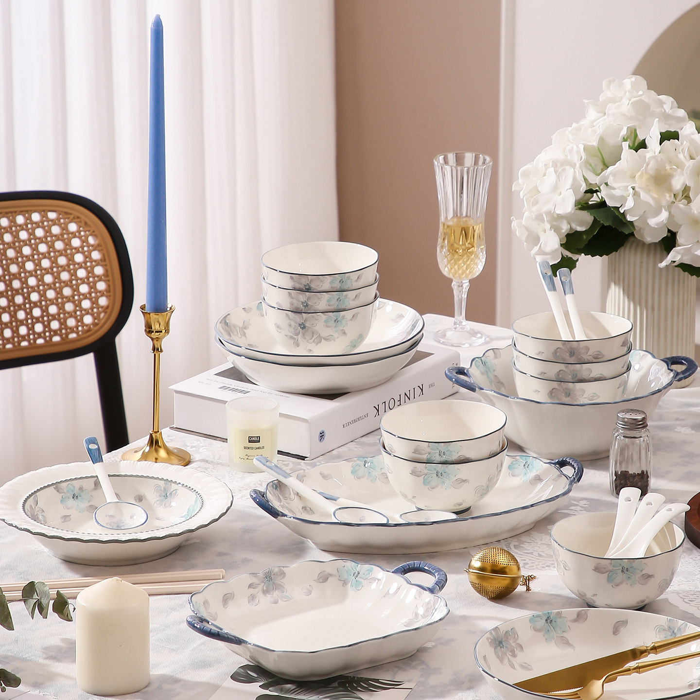 釉下彩家用中式乔迁陶瓷潮州餐具