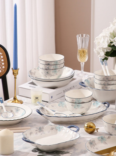 中式陶瓷碗家用2025新款高颜值潮州餐具套装轻奢高级碗盘乔迁新居