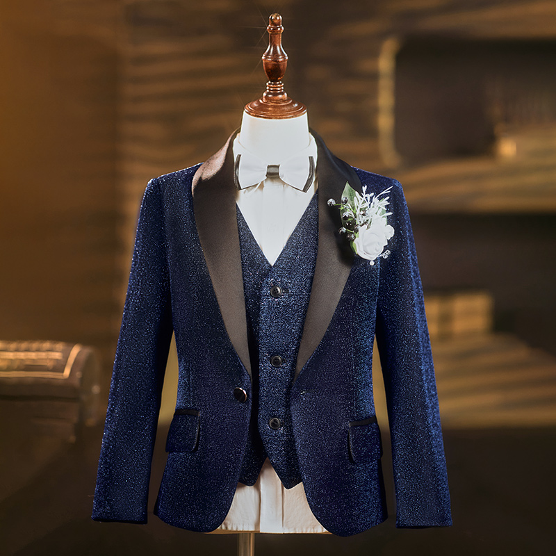 男童亮片西服套装晚会小主持人