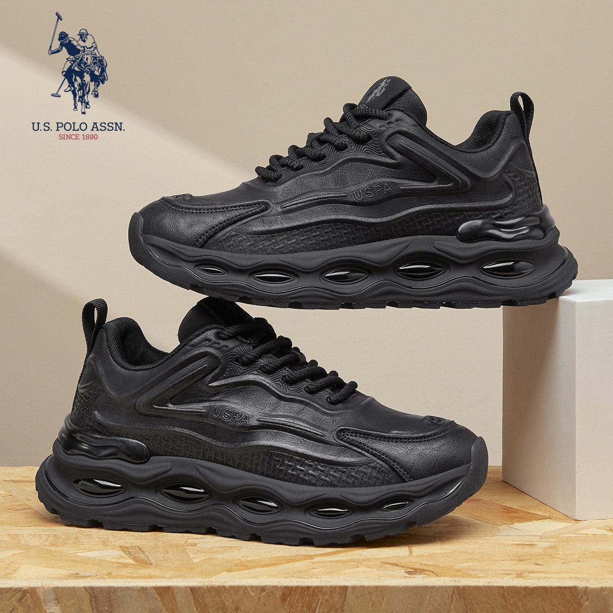 U.S.POLO.ASSN.官方正品男鞋2026春夏季透气老爹鞋百搭休闲运动鞋