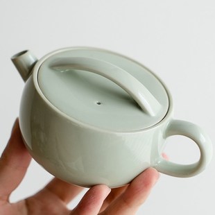 宋青瓷茶壶单壶小号汉瓦壶家用功夫泡茶J器球孔过滤功夫茶具复古
