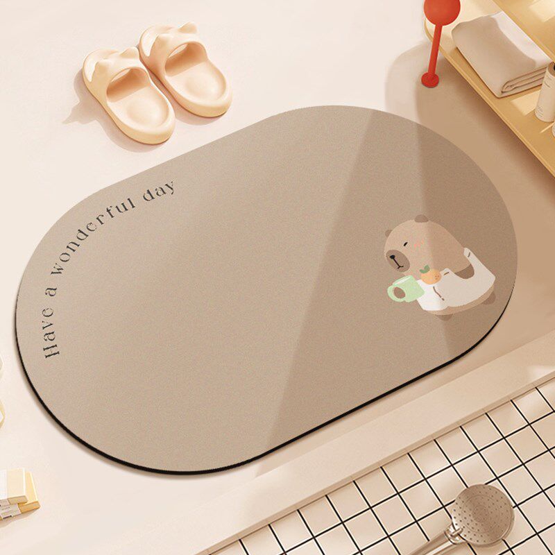 可爱卡通浴室吸水垫防滑脚垫卡y皮巴拉硅藻泥卫生间门口地毯厕所