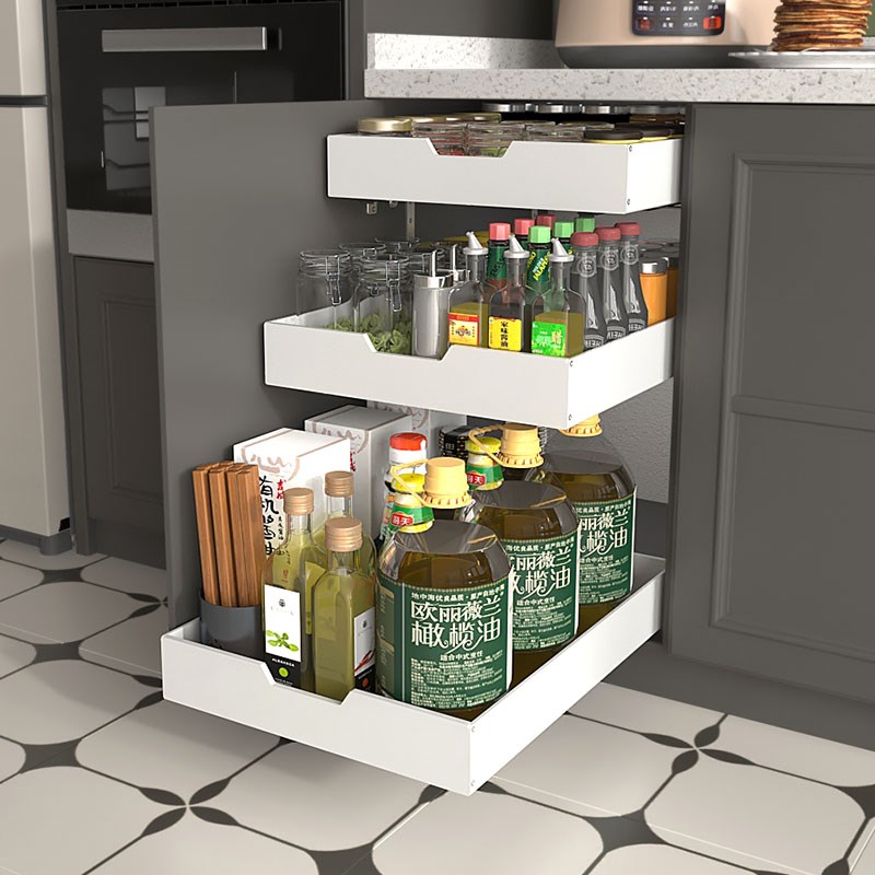 环保级全PP塑料托盘厨房橱柜家用滑轨抽屉收纳盒T分层整理储物拉