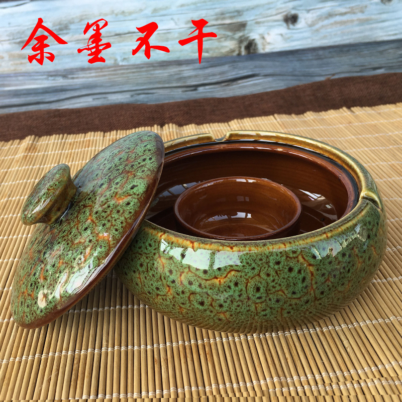 陶瓷防干墨保湿火锅砚台墨池带盖学生I练字书法专用文房四宝墨碟