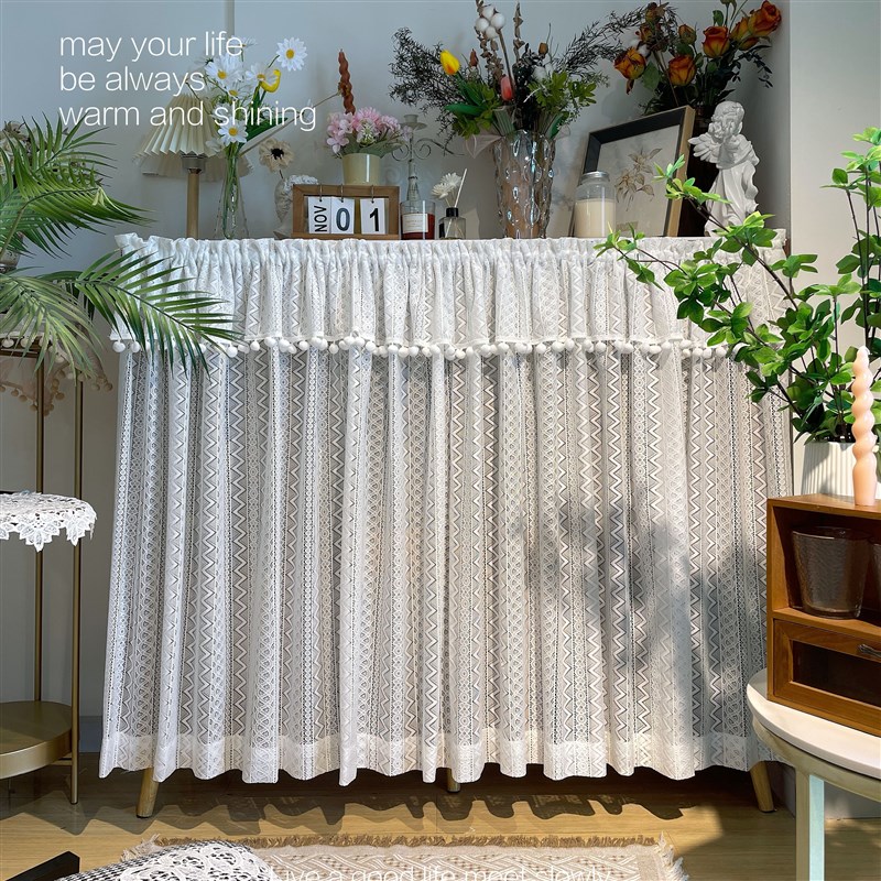 镂空法式免打f孔粘贴轨道阳台遮挡帘书架置物架杂物遮丑帘衣柜窗