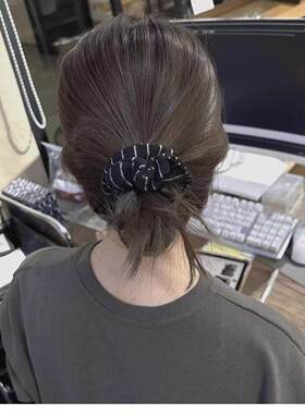 韩版黑色条纹圆形发圈女2025新款气质百搭扎马尾头绳发饰