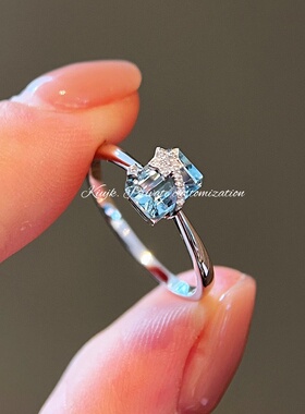 925纯银流星海蓝锆戒指