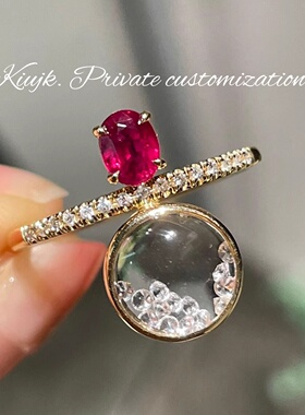 s925纯银戒指指环悬浮女戒