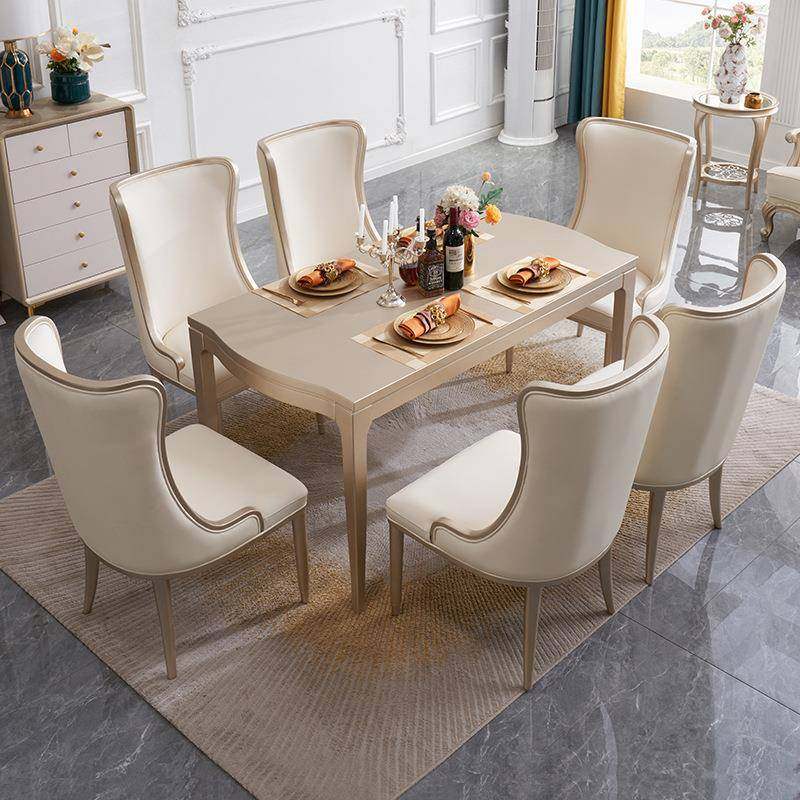 美式轻奢餐桌椅组合长餐桌家用实木饭桌欧式餐厅家具全实木