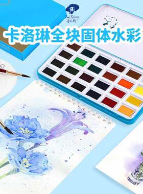 鲁本斯固体水彩颜料卡洛林学院级全块大磅入门初学者水彩颜料套装