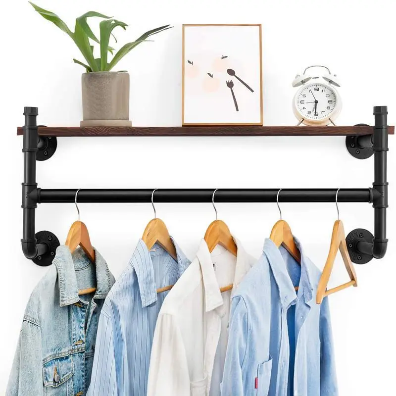 置物架壁挂式置物架收纳壁挂式置物架工业风实木美式收纳壁挂架