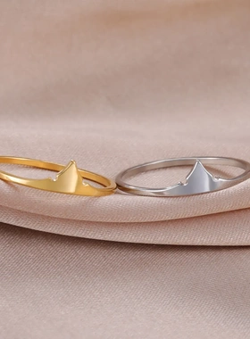 饰品个性极简风切割不锈钢小山丘戒指女生指环节日礼物