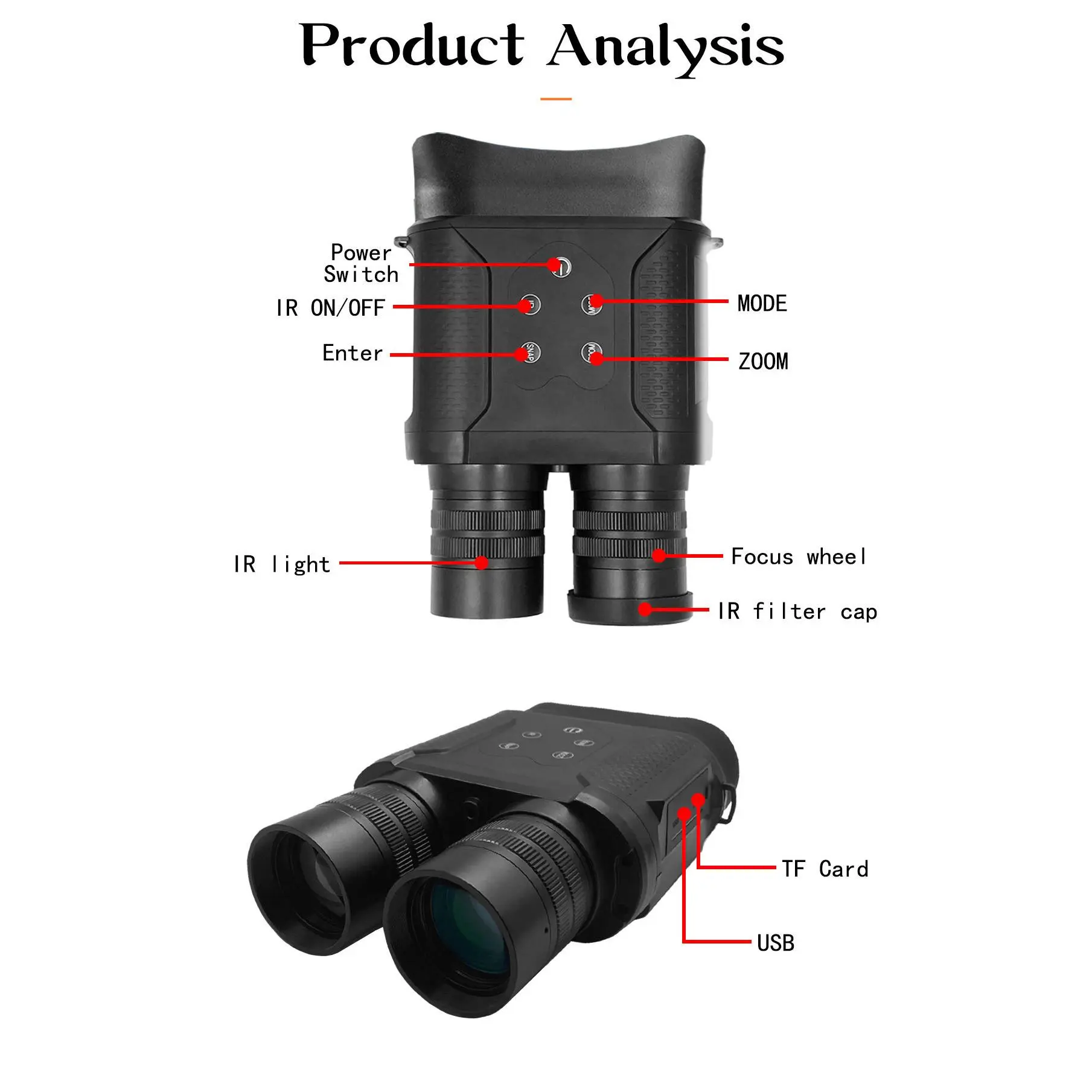 nv2000 高清 双筒夜视仪 数码 森林安防相机 400米全黑观测