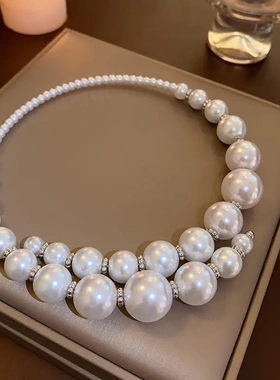 新品珍珠不规则项链法式复古高级感锁骨链轻奢气质百搭饰品女
