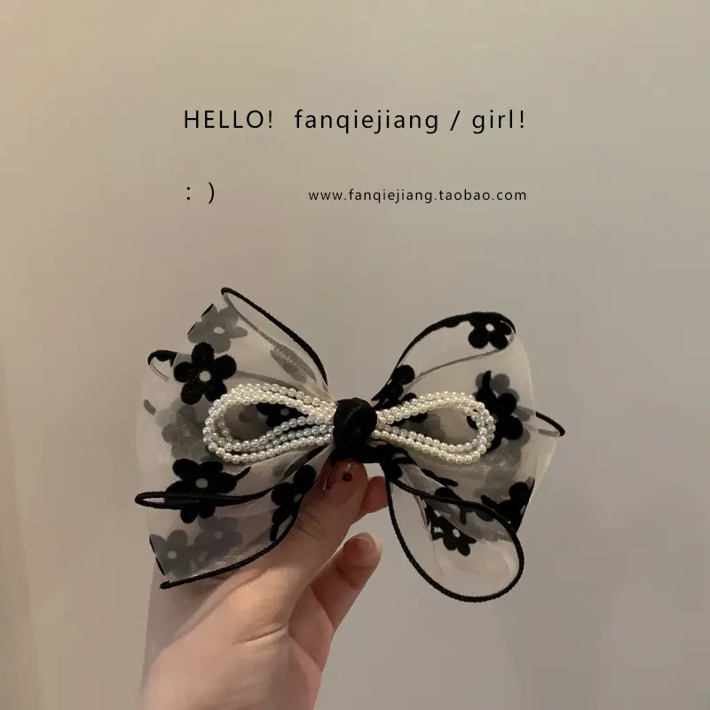 超仙欧根纱大结花朵后脑勺发夹设计感小众2022新款高端