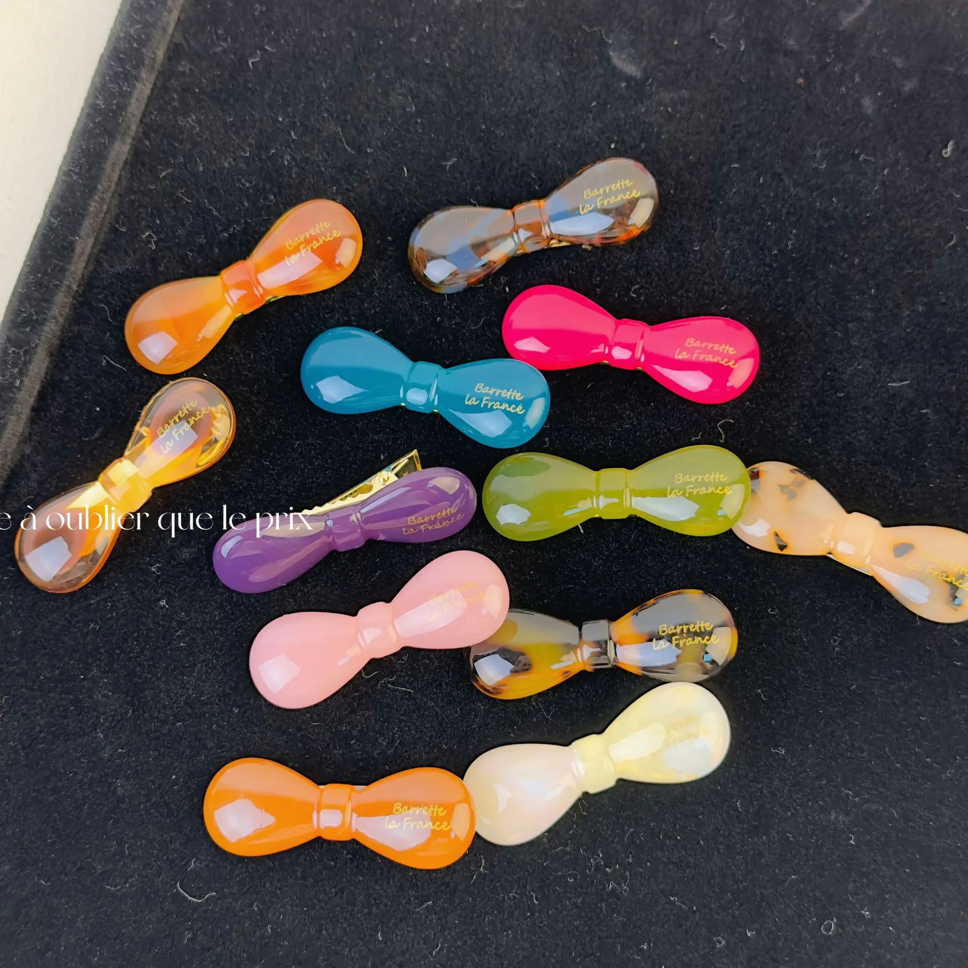 韩版金标frane彩色可爱花生结发夹法式醋酸质感刘海侧边夹