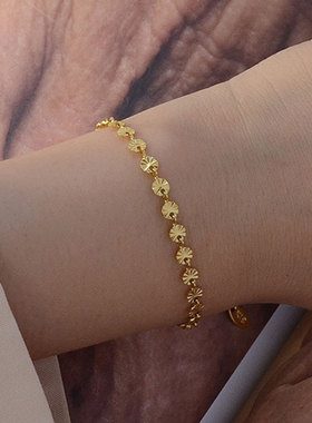 2025年新款圆片压花纹钛钢手链女高级感轻奢小众简约百搭18K金