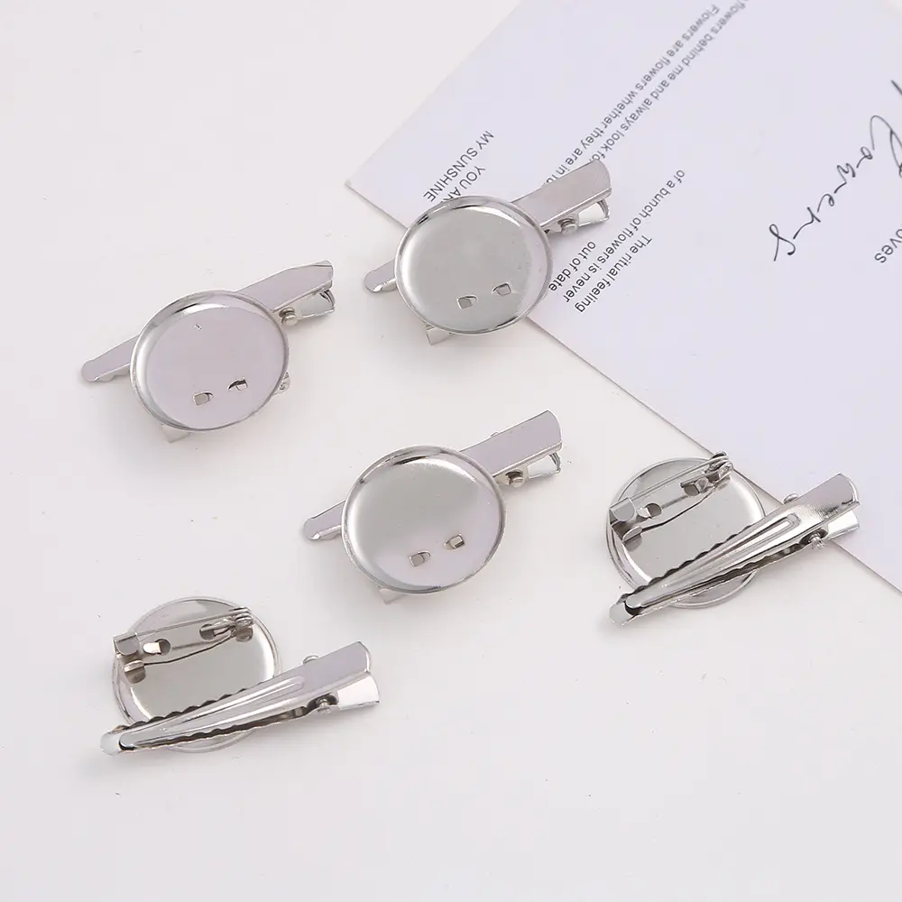 圆盘双用胸针别针配饰胸花底托发夹胸花带孔胸盘饰品配件材料