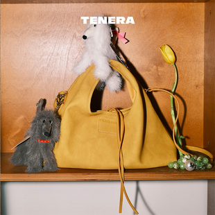 TENERA復(fù)古系列小號HOBO單肩姜姜黃色手提包小拎包斜挎包包女款