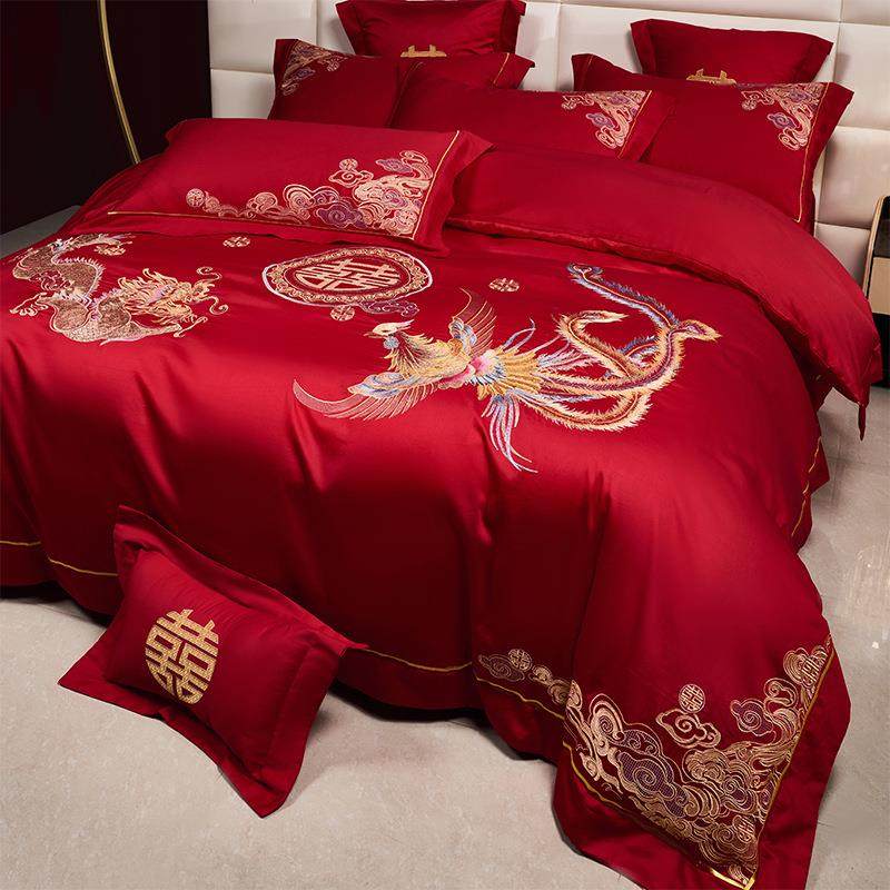 ZQ龙凤婚庆四件套100支长绒棉大红色纯棉全棉结婚喜被床上用品4,纺织面料/辅料/配套,纺织机械配件,淘宝优惠券,粉丝福利购,淘宝优惠卷