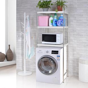 洗衣机置物架卫生间浴室落地式微波炉收纳滚筒波轮阳台不锈钢架子