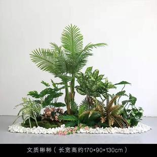 真绿植造景盆栽摆件装饰办公室内外楼梯角落假植物仿真花真