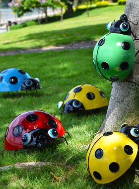 别墅庭院花园装饰户外铁艺甲虫摆件树上七星瓢虫挂件园林景观造景