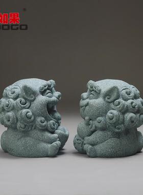国潮风狮爷桌面装饰吉祥物中式摆件创意茶宠狮子盆景鱼缸造景摆设