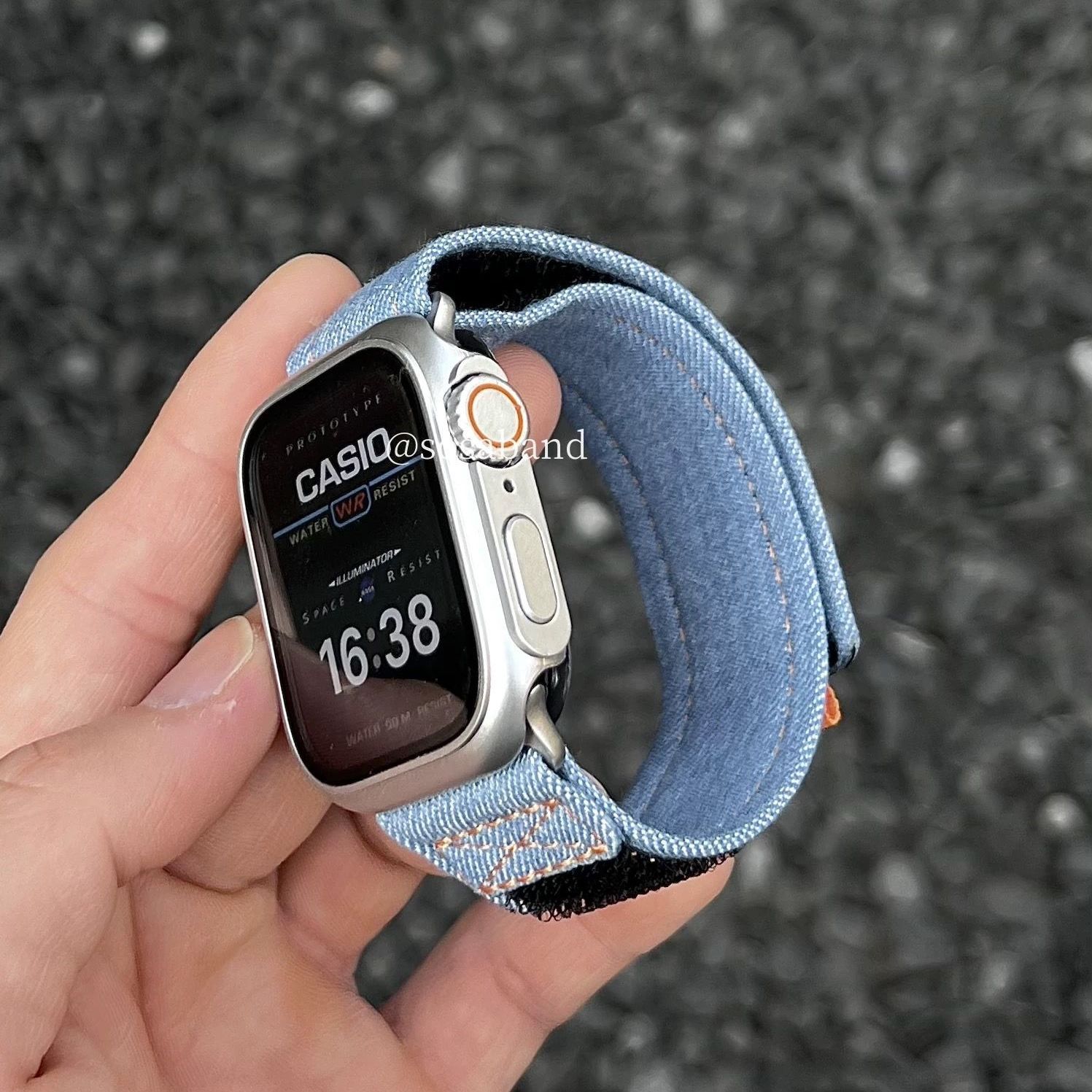 复古牛仔回环OPPOwatch4pro手表带X2mini魔术贴watch3pro男生百搭