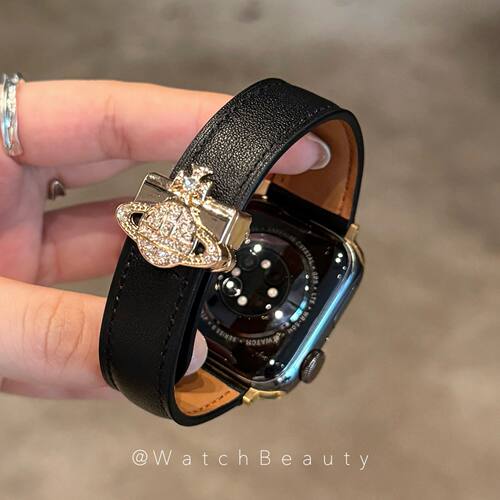 轻奢感土星磁吸扣皮质苹果手表表带适用iwatch10/8Apple Watch9